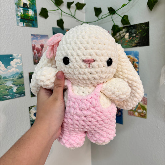 Crochet Bunny in Pink Overalls